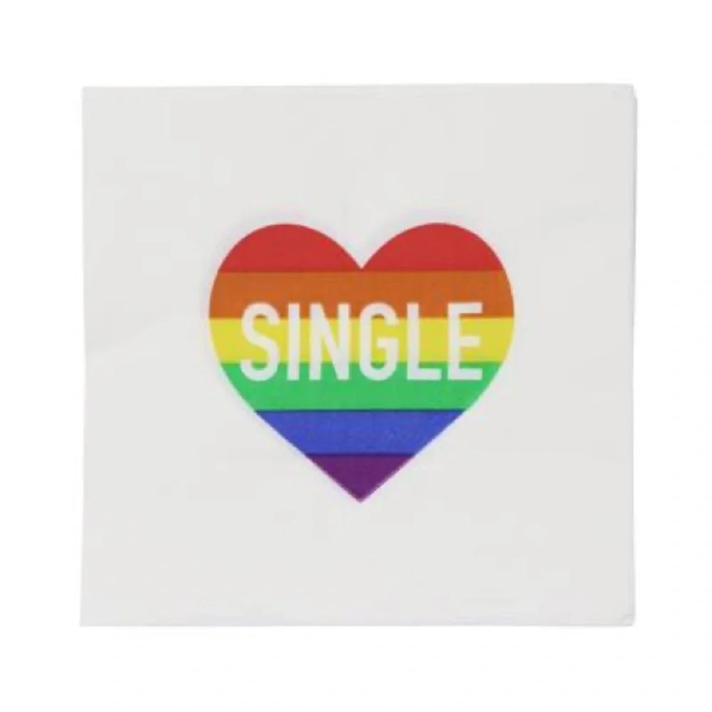Pride Rainbow Heart Cocktail Napkins, 20 Ct “Single” “Taken”